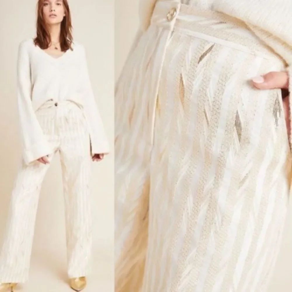 Porridge Kelyn Striped Metallic Wide Leg Trousers